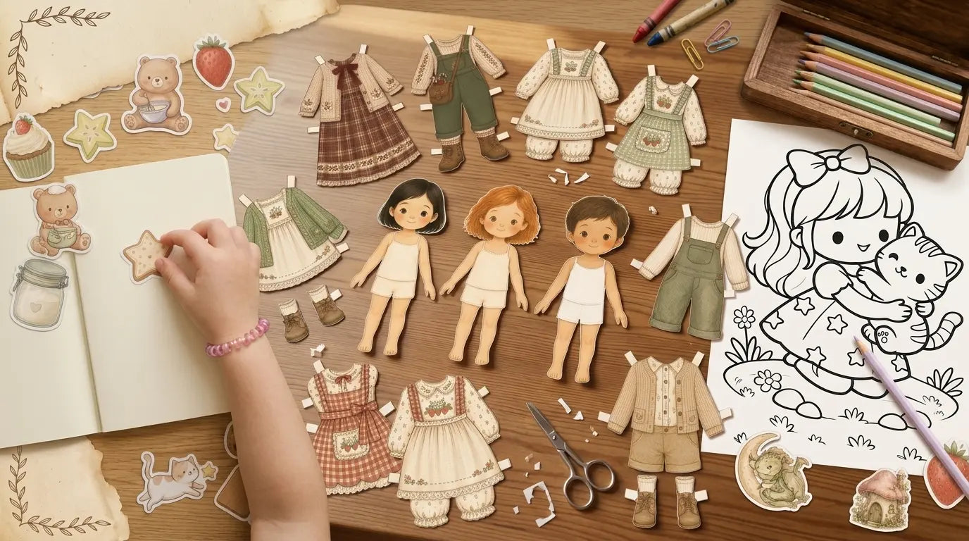Muñecas de papel, ropita y actividades imprimibles de Mega Kit para Niños