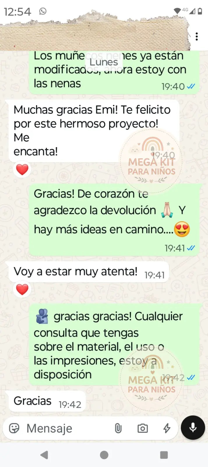 Mensaje real de clienta feliz de Mega Kit